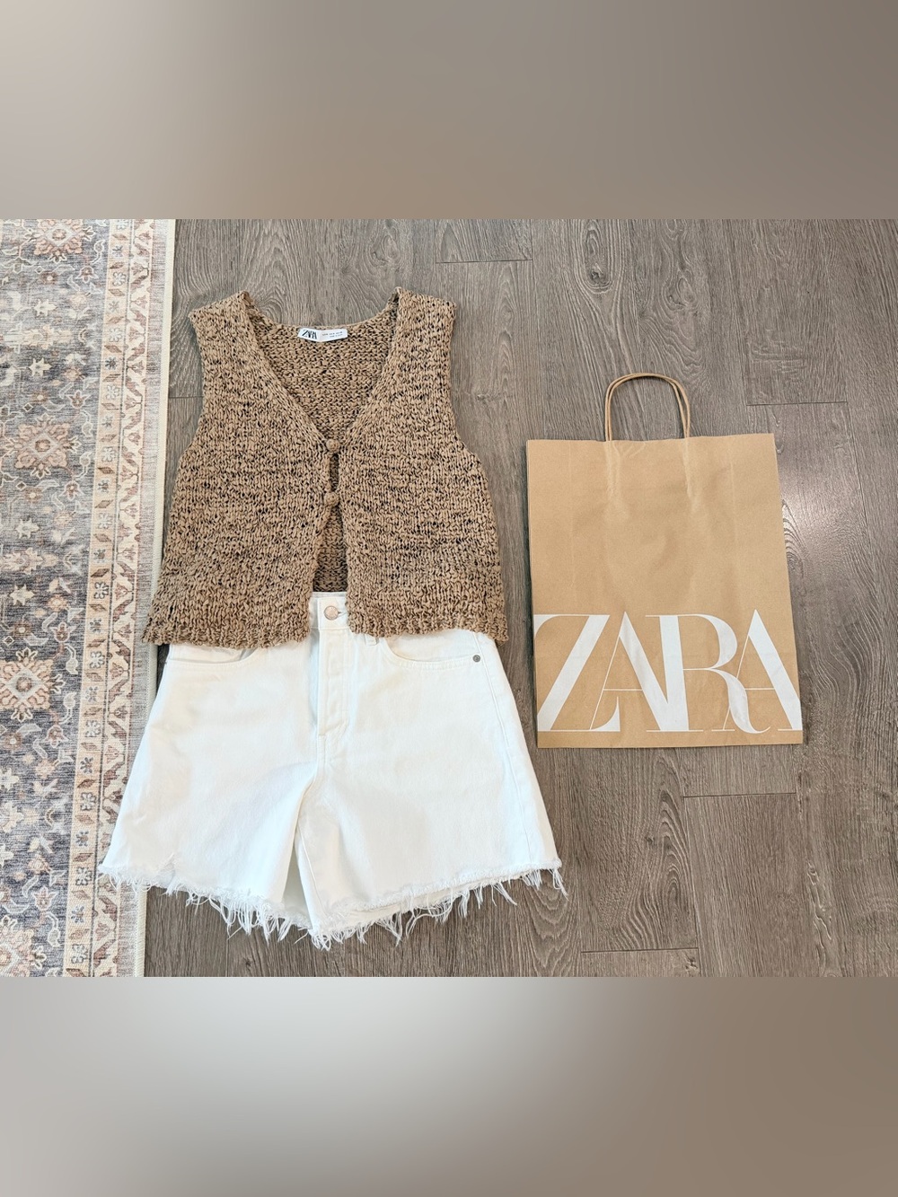 Zara Textured Knit Button Tank